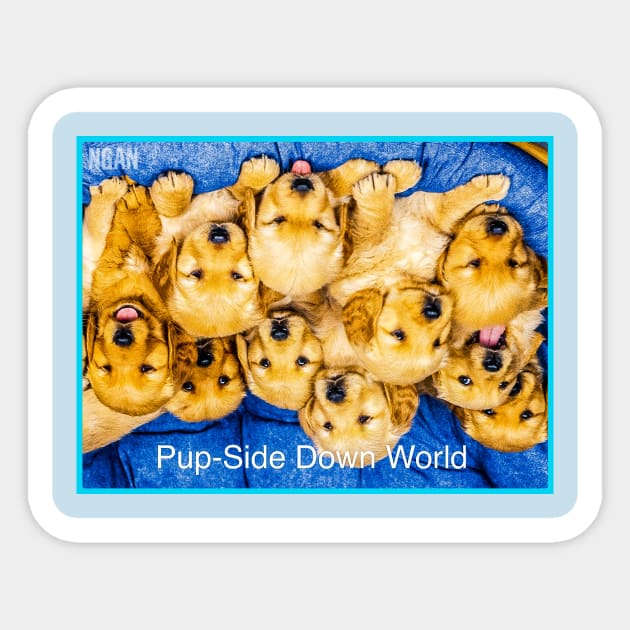 Pup-Side Down World - NGAN Sticker by NGAN